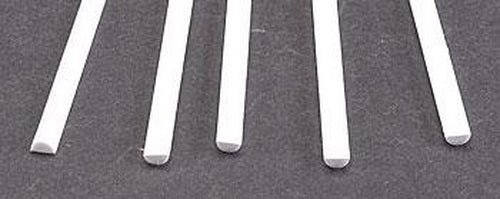 Plastruct 90886 .187" x 10" x .094" Half-Round Styrene Rod (Pack of 5)