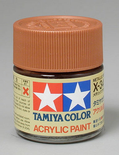 Tamiya 81034 X-34 Metallic Brown Gloss Acrylic Paint - 23 ml. Bottle