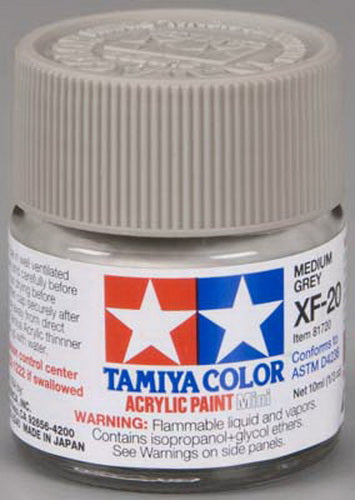 Tamiya 81720 XF-20 Medium Grey Acrylic Mini Paint 10 ml Bottle
