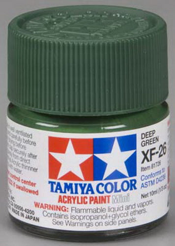 Tamiya 81726 XF-26 Deep Green Acrylic Mini Paint 10 ml Bottle