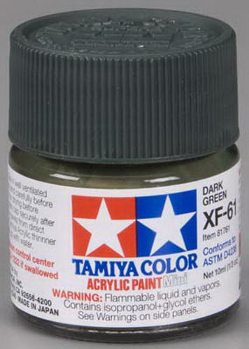 Tamiya 81761 XF-61 Dark Green Acrylic Mini Paint 10 ml Bottle