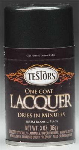 Testors 1832M Blazing Black Metallic One Coat Lacquer 3 oz. Spray Paint Can