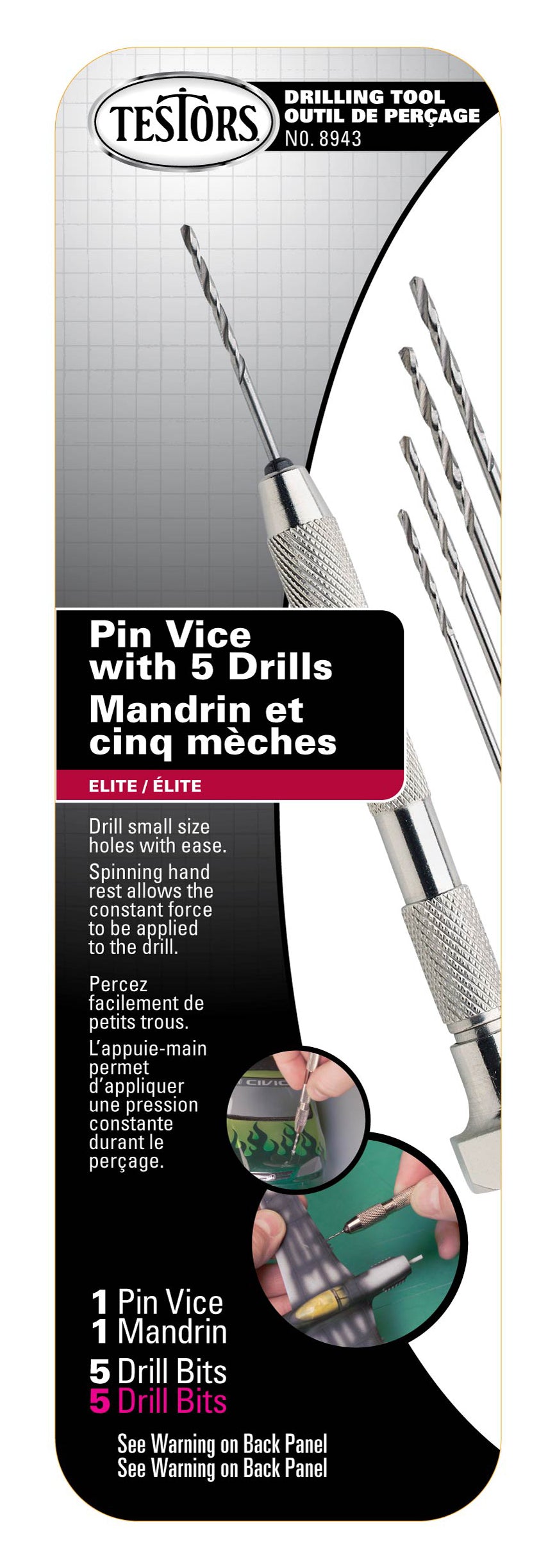 Testors 8943T Pin Vice with 5 Drill Bits