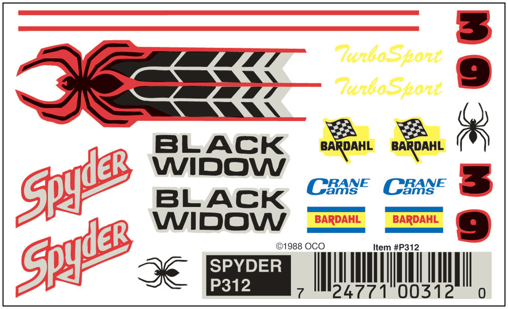 PineCar P312 Spyder Dry Transfer Decals