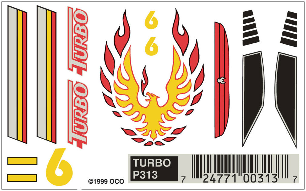 PineCar P313 Turbo Dry Transfer Decals