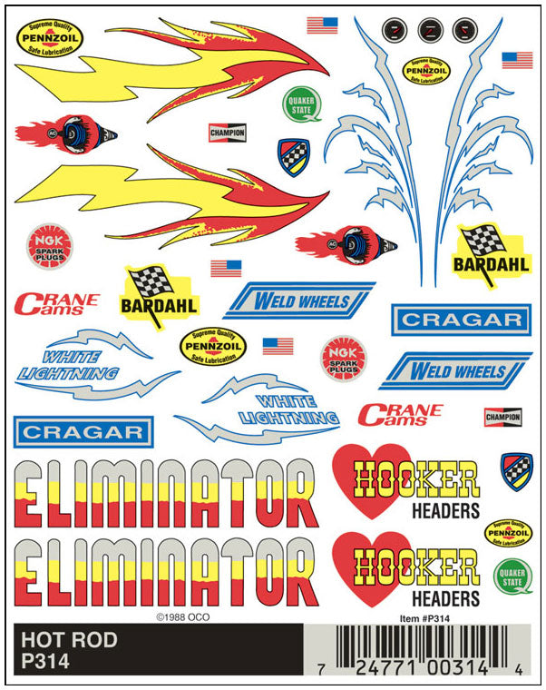 PineCar P314 Hot Rod Dry Transfer Decals