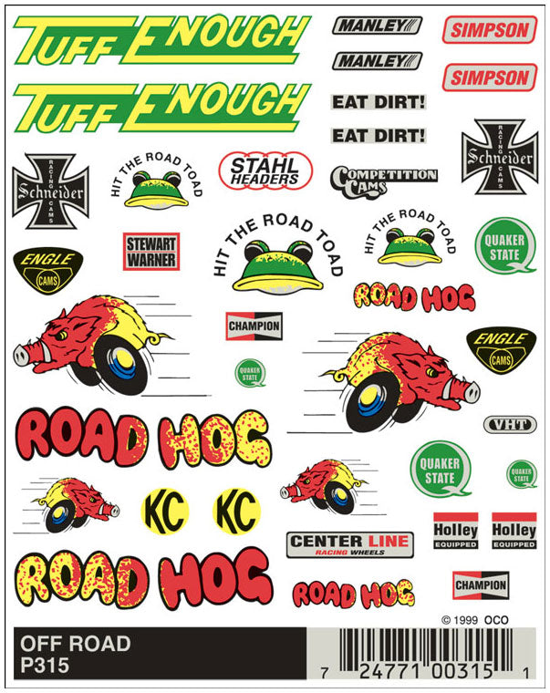 PineCar P315 Off Road Dry Transfer Decals