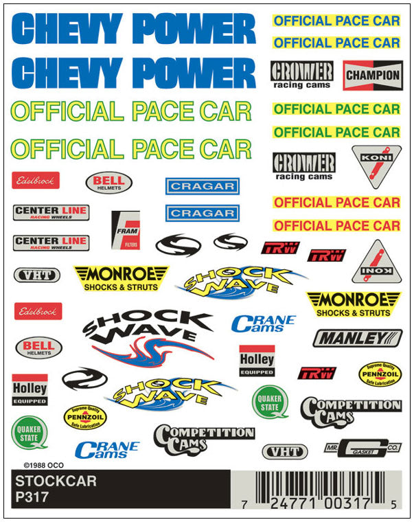 PineCar P317 Stockcar Dry Transfer Decals
