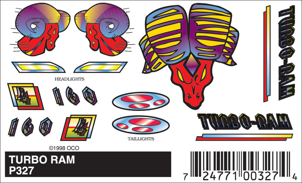 PineCar P327 Turbo Ram Stick on Decals