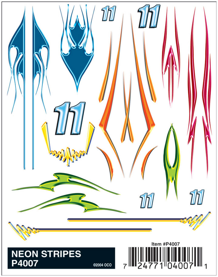 PineCar P4007 Neon Stripes Dry Transfer Decals
