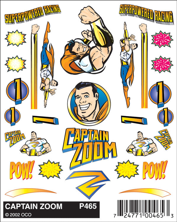 PineCar P465 Captain Zoom Stick on Decals