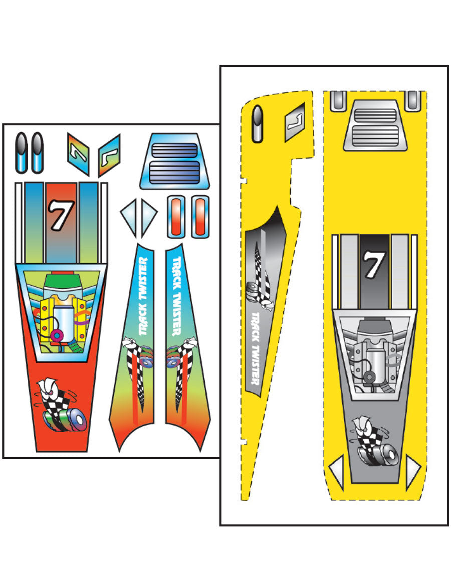PineCar P475 Track Twister Template Stick on Decals