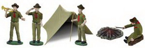Lionel 6-37828  O Vintage Boy Scouts Hand-Painted Figures With Tent (Set of 4)
