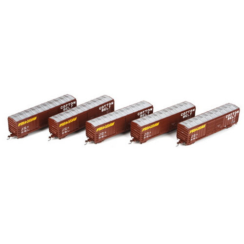 Athearn 97883 HO Scale Cotton Belt 50' FMC Double Door Boxcars (Pack of 5)