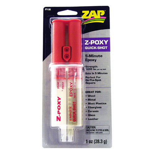 Pacer Glue PT36 Zap 5 Minute Quick Shot Z-Poxy Epoxy Glue -  1 oz.
