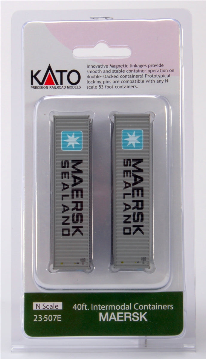 Kato 23-507E N Scale Maersk 40' Intermodal Container (Set of 2)