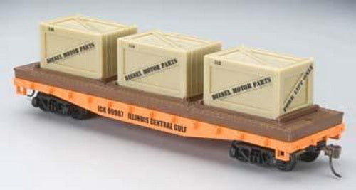 Mantua 727003 HO Scale Illlinois Central Gulf 40' Flatcar w/ Crates #99987