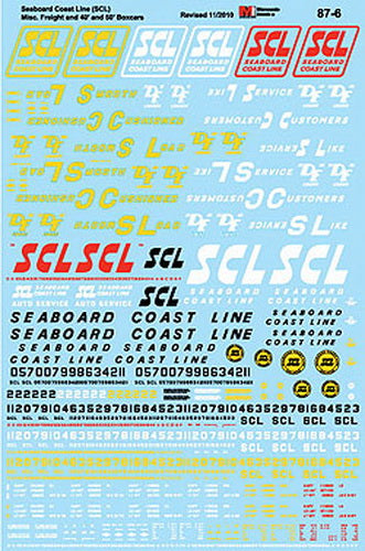 Microscale 87-6 HO SCL 40''/50'' Boxcar Waterslide Decal Sheet
