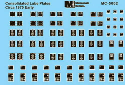 Microscale MC-5002 HO 1970 Consolidated Lube Plates Data Waterslide Decal Sheet