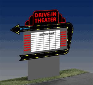 Miller Engineering 1381 HO/O Drive-In Theater Animated Neon Limited Edition Sign