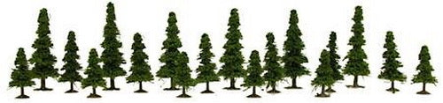 Model Power 1414 Assorted 1:160 Green Pine Trees Assortment 1.77"-3.37" (18)
