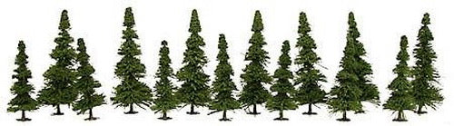 Model Power 1415 Assorted Green Pine Trees (Set of 14)