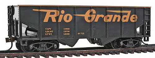 Model Power 98069 HO Scale Rio Grande 36' 2-Bay Open Hopper W/Knuckle Coupler