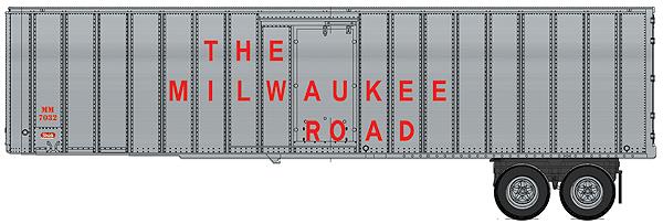 Walthers 933-1696 40' HO Milw Road Flexi Van Trailer
