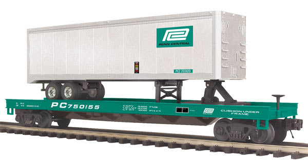 MTH 20-98823 O PC Flat Car w/ 40' Trailer