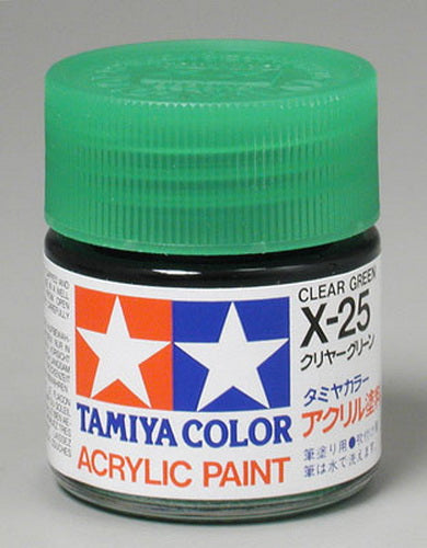 Tamiya 81025 X-25 Clear Green Gloss Acrylic Paint - 23 ml. Bottle
