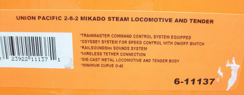 Lionel 6-11137 UP 2-8-2 Mikado Steam Locomotive & Tender #1925
