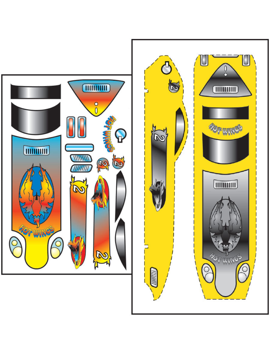 PineCar P476 Hot Wings Template Stick on Decals