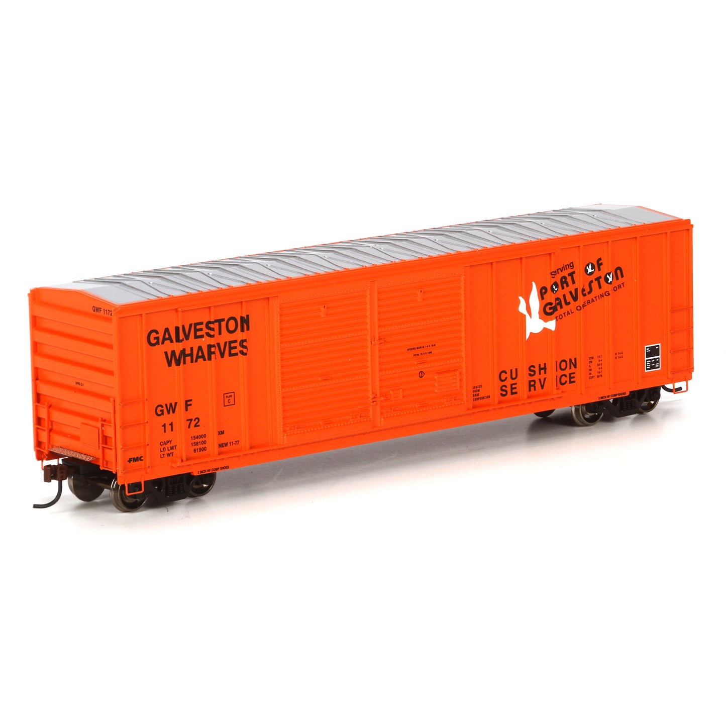 Athearn 98406 HO RTR 50' FMC Offset Double Door Box, GWF #1172
