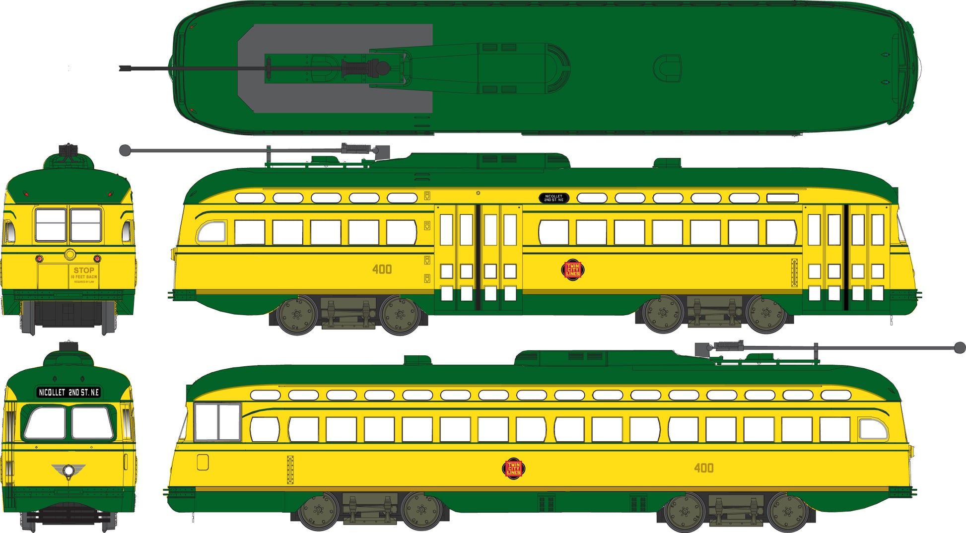 Bowser 12663 HO PCC Trolley, Minneapolis #400