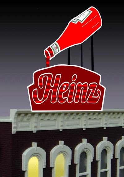 Miller Engineering 1082 HO/N Animated Neon Billboard Heinz Ketchup Small