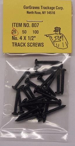 Gargraves 807-25 #4 x 1/2" Black Phillips Pan Head Track Screws (25)