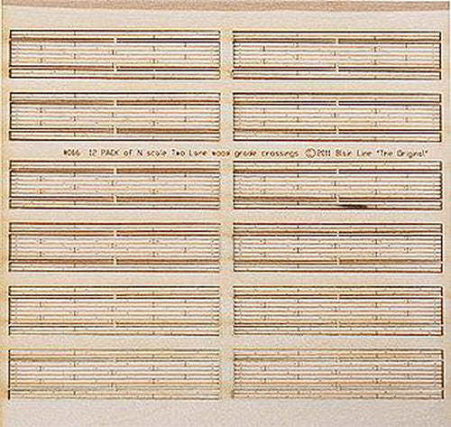 Blair Line 018 N 2-Lane 1.80" Laser-Cut Wood Grade Crossing (12)
