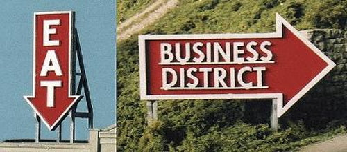 Blair Line 2532 HO/S/O Eat & Business District Laser-Cut Wood Billboard Kit