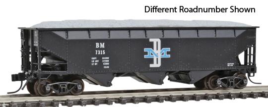 Bluford Shops 73122 N BM 70-Ton Offset-Side 3-Bay Hopper w/Load (Pack of 2)