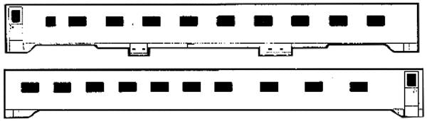 Brass Car Sides 23 HO Pennsylvania Railroad/NYC/NKP 18-Roomette Pullman