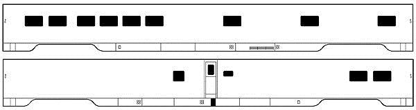 Brass Car Sides 73 HO GN Empire Builder Lunch Counter Lounge Dorm w/Skirts