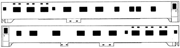 Brass Car Sides 9 HO Pullman-Standard 6-6-4 Pullman