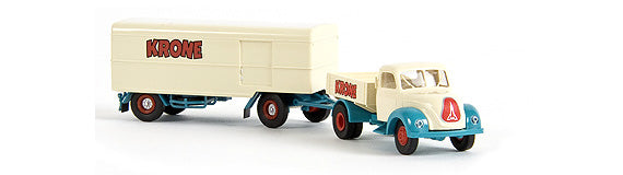 Brekina Automodelle 42228 1:87 Magirus Pickup Truck with Trailer Circus Krone