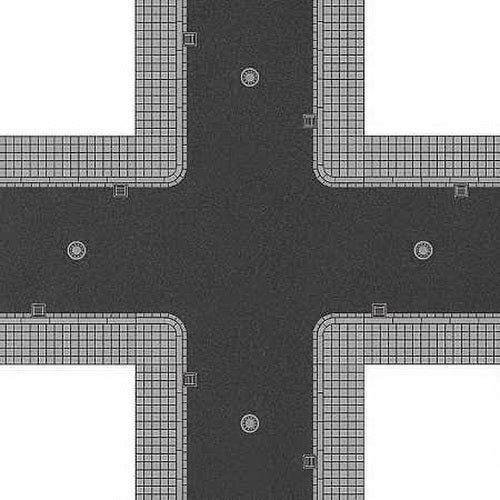 Busch 1104 4-Way Intersection Crossing w/Sidewalks