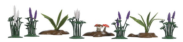 Busch HO Lupines Ferns & Mushrooms (Pack of 8)