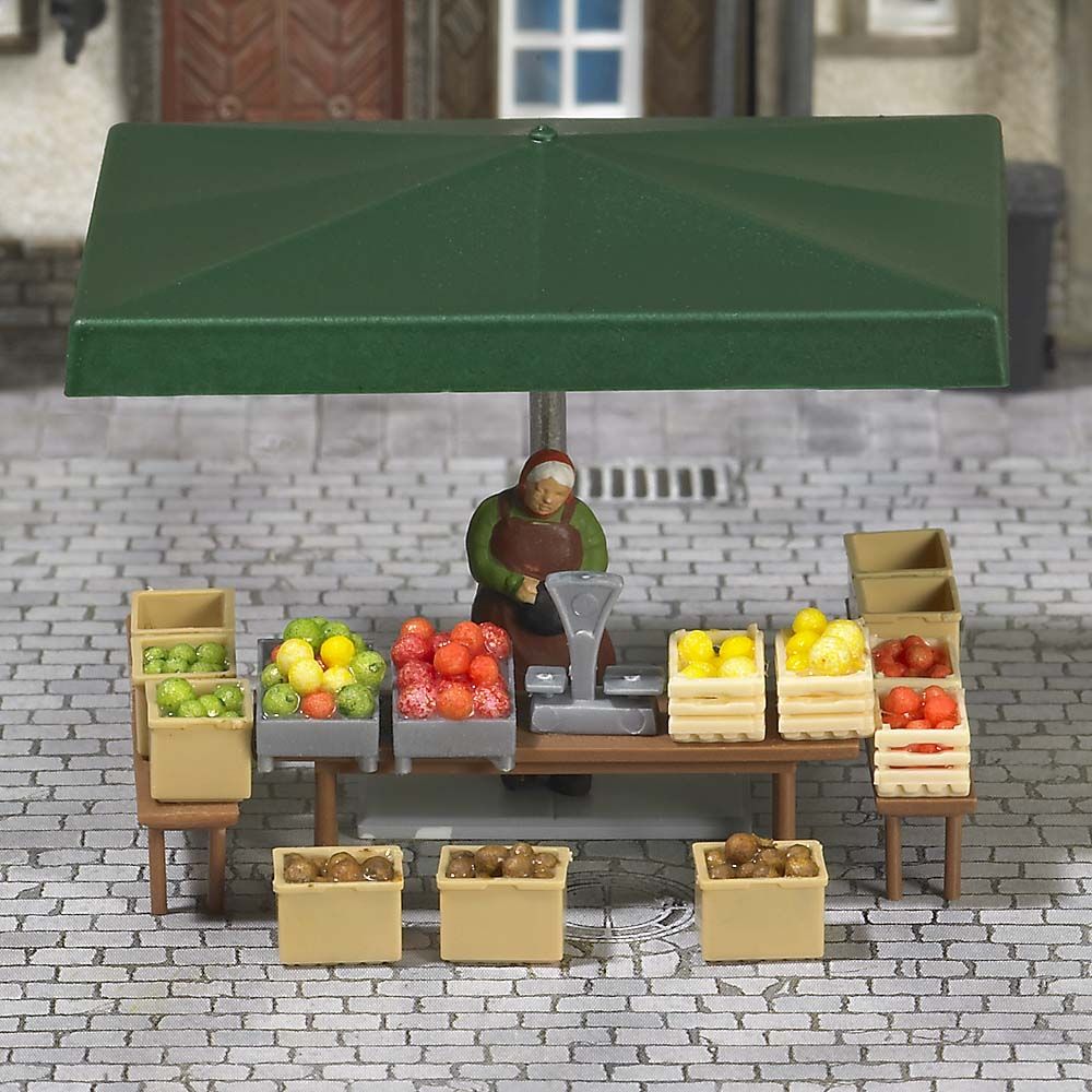 Busch 7706 HO Scale Fruit and Vegetable Stand Pre-Built Kit