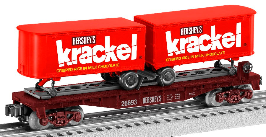 Lionel 6-26693 O Gauge Krackel Piggyback Flatcar w/ 2 Trailers