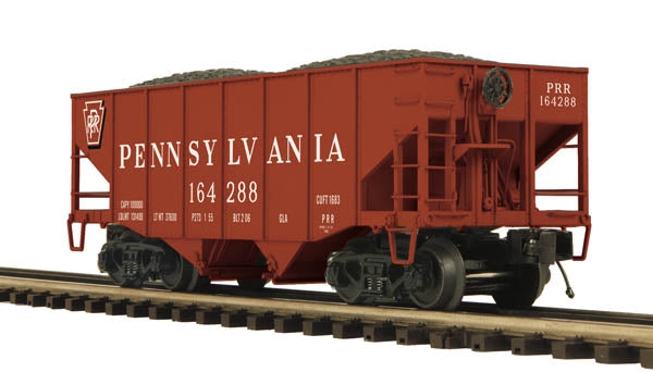 MTH 20-97293 O Gauge Pennsylvania 2-Bay Fish Belly Hopper #164285 w/Coal Load