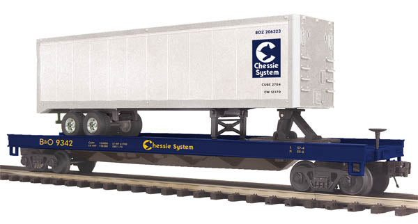 MTH 20-98821 O Chessie Flat Car w/ 40' Trailer