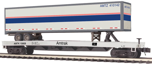 MTH 20-98862 O AMTRAK Flat Car W/48' Trailer